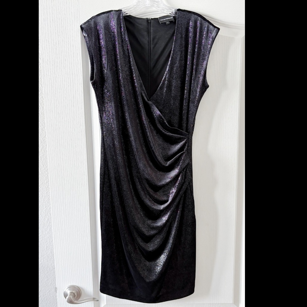 Emporio Armani Sleeveless Sparkle Draped Mini Dress Dress Sz 44